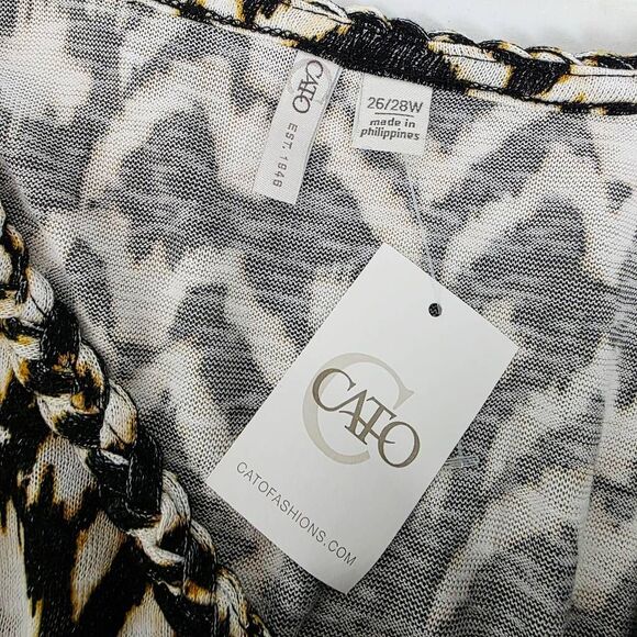 Cato Black Gold Chevron Print Tunic Top 26/28W (NWT) - Picture 6 of 8